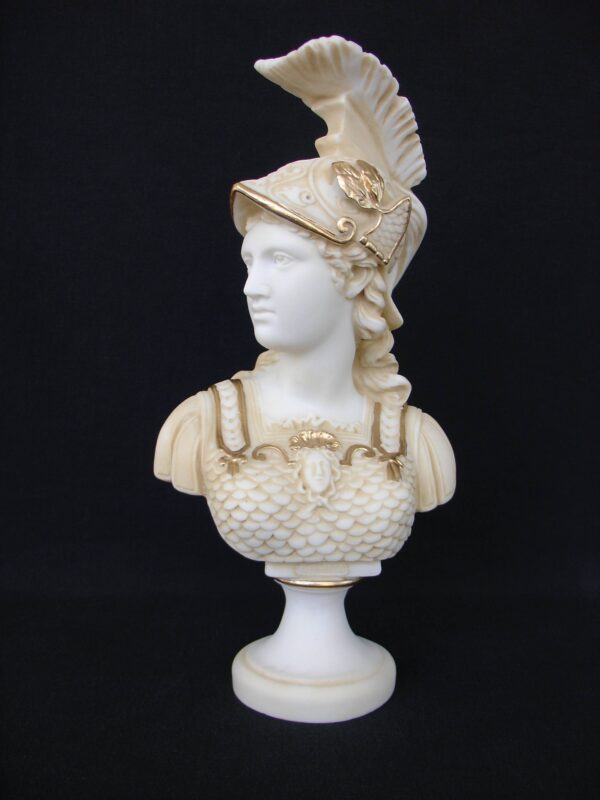 Athena profile view Bust statue in Patina color