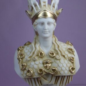 Bust of Athena in official costume in Patina color