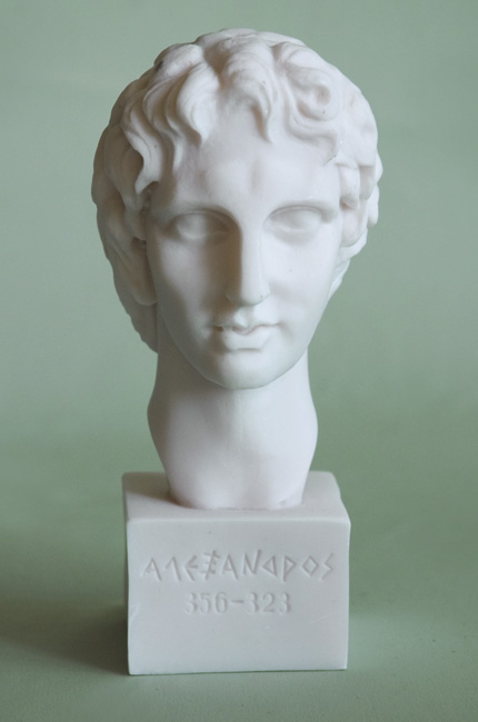 A small head statue of Alexander the Great in White color