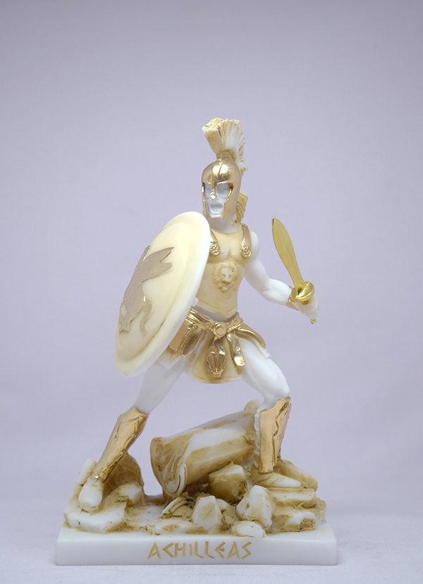 Achilles statue in fighting position in Patina color