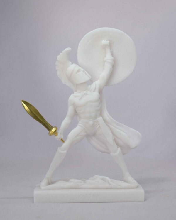 Spartan Warrior holds up the shield in White color