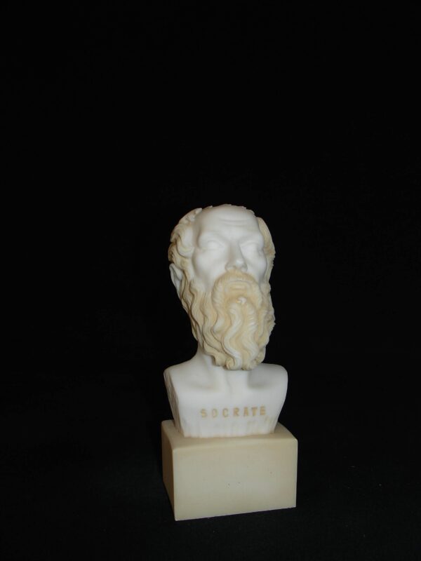 The bust statue of Socrates in Patina color