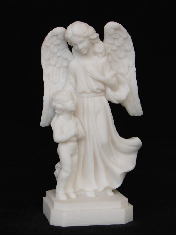 The Guardian Angel with a child praying in White color