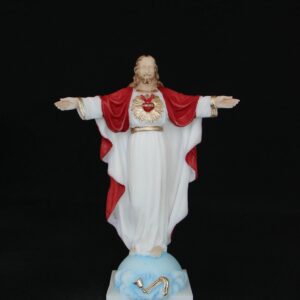 The whole statue of Jesus Christ with his hands open in color