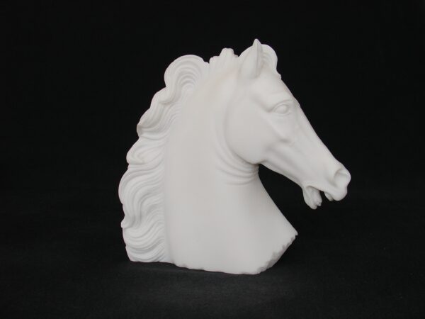 The bust statue of a horse in White color