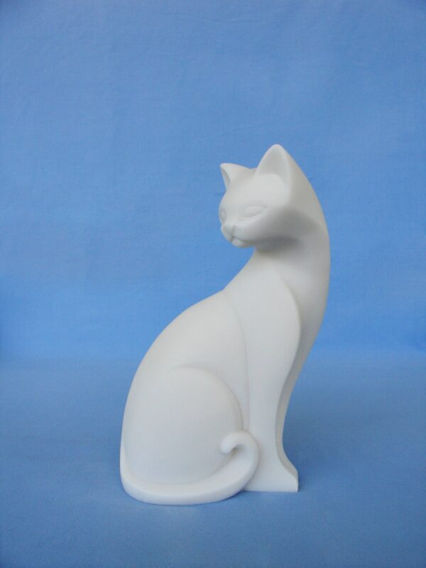 Big cat looking back statue modern style in White color