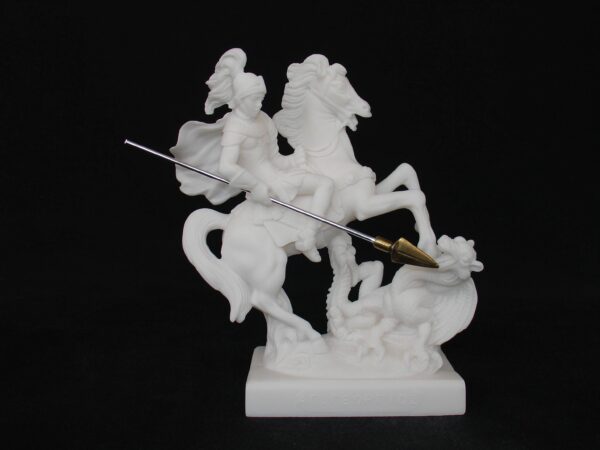 The statue of Saint George who slays the dragon in White color