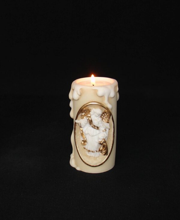 Greek candle case of Guardian Angel made of alabaster in Patina Color
