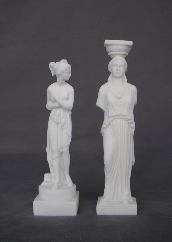 Set of two statues, Caryatid and Pandora in White color