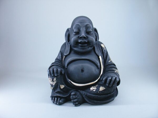Budai The Fat Buddha in White and Gold color front view