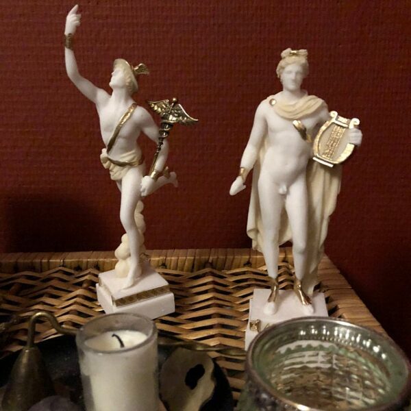 Hermes and Apollo statues Greek Gods